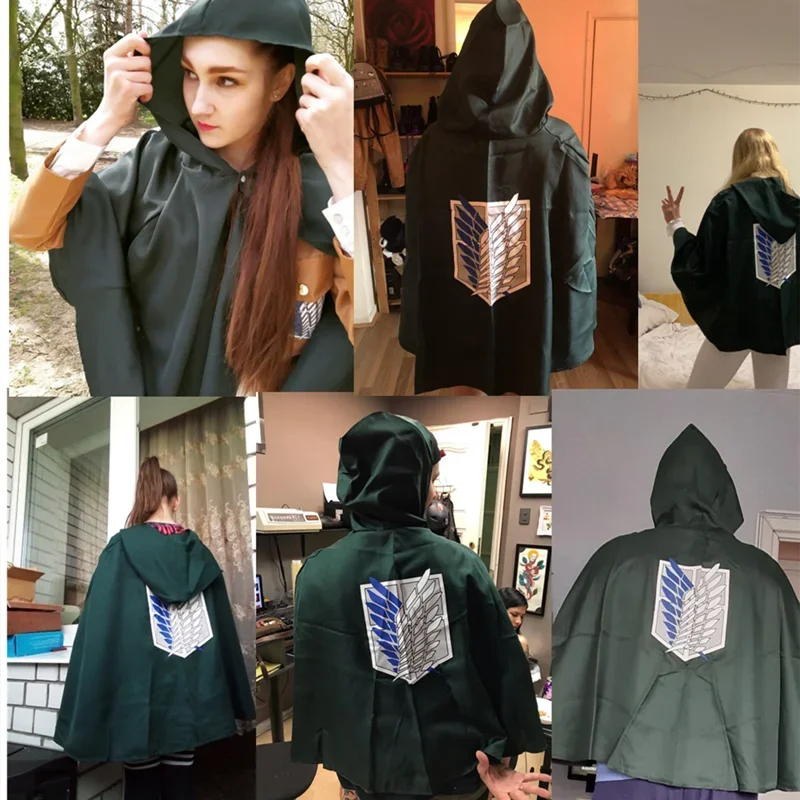 cape à capuche japonaise pour halloween, costume de cosplay du corps de scout, châle vert, costume pour hommes et femmes cape à capuche japonaise pour halloween, costume de cosplay du corps de scout, châle vert, costume pour hommes et femmes