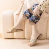 pantoufles chinoises rétro en satin pour femmes, avec broderie, nouveau style chinois, semelle ouverte en lin, tendon de vache, lumière de luxe pour la maison