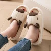 pantoufles antidérapantes capybara de dessin animé, chaussures de maison, pantoufles en lin capybara, semelle épaisse kawaii, diapositives en lin pour femmes