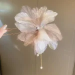 Fée soie fleur bâtons de cheveux fourchettes en forme de U épingles à cheveux Clips latéraux perles pendentif chapeaux bijoux de cheveux floraux pour femmes filles