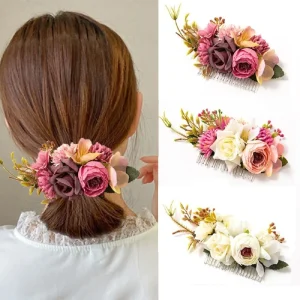 Épingles à cheveux fleur rose pour femmes et filles, peigne à cheveux pour mariées, coiffure de mariage, bord de mer, vacances, épingle à cheveux rose rouge rétro, mode Épingles à cheveux fleur rose pour femmes et filles, peigne à cheveux pour mariées, coiffure de mariage, bord de mer, vacances, épingle à cheveux rose rouge rétro, mode