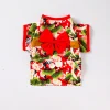 adorable robe kimono en brocart pour animaux de compagnie, robe de style japonais pour animaux de compagnie, motif floral avec nœud papillon, costume pour chiens et chats