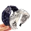 version coréenne du nouveau bandeau à larges bords, bandeau polyvalent à larges bords avec fleur de cajou de tempérament rétro