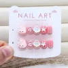 10 pièces enfants dessin animé kuromi hello kitty ma mélodie presse sur ongles faux ongles manucure courte tête ronde avec nœud papillon faux ongles