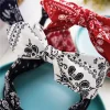 boho bow imprimé bandeaux pour femmes à large bord bandeaux vintage élégant cerceau de cheveux noeud croisé chapeaux filles cheveux accessoires