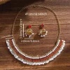 ensemble de bijoux antiques à la mode, collier et boucles d'oreilles en alliage de style ethnique, goutte d'huile, chaîne de clavicule de luxe haut de gamme, cadeaux
