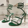 sandales gladiateur à talons hauts pour femmes, chaussures de soirée à enroulement, biscuits brillants, salle de rinçage, sexy, talons fins, parker ouvert