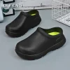 Chaussures de cuisine légères noires pour hommes et femmes, pantoufles de plage en plein air, sandales de marche confortables, chaussures de cuisine à la mode