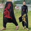 2025 Chine dragon broderie bloomers pantalon noir femmes style ethnique national vintage harajuku sarouel pantalon baggy décontracté