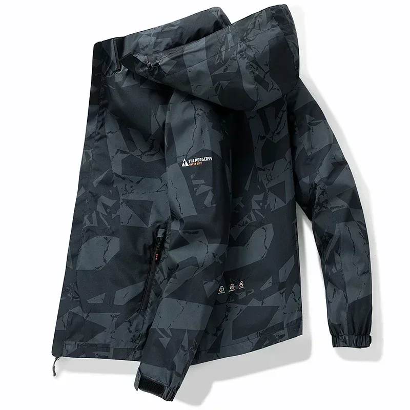 veste d'automne pour hommes, mode coréenne, manteau ample et imperméable à capuche, fonction de loisirs en plein air, veste camouflage de camping, vêtements de travail pour hommes, 2024 veste d'automne pour hommes, mode coréenne, manteau ample et imperméable à capuche, fonction de loisirs en plein air, veste camouflage de camping, vêtements de travail pour hommes, 2024