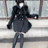manteau japonais élégant kawaii pour femme, col en fausse fourrure, hauts à manches longues, décontracté, boutons avec nœud lolita, veste chaude et douce, nouvelle collection automne hiver