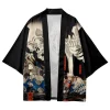 kimono japonais noir pour homme, cardigan imprimé, été, plage, protection solaire, chemise rétro mihaori