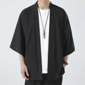Kimono hommes cape Kimono Para Hombre manteau noir cape blanche chemise de plage été Haori hommes unisexe samouraï vêtements hommes japonais Kimono hommes cape Kimono Para Hombre manteau noir cape blanche chemise de plage été Haori hommes unisexe samouraï vêtements hommes japonais