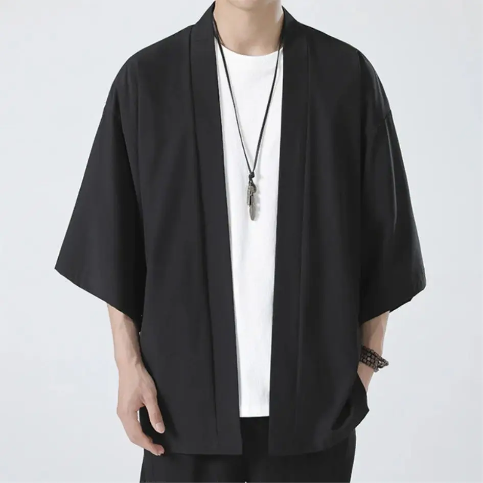Kimono hommes cape Kimono Para Hombre manteau noir cape blanche chemise de plage été Haori hommes unisexe samouraï vêtements hommes japonais Kimono hommes cape Kimono Para Hombre manteau noir cape blanche chemise de plage été Haori hommes unisexe samouraï vêtements hommes japonais