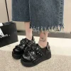 escarpins à plateforme Épaisse pour femme, chaussures japonaises, kawaii, punk, goth, mary, essence, lolita, cœur, rinçage, noires
