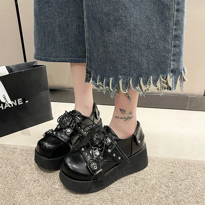 escarpins à plateforme Épaisse pour femme, chaussures japonaises, kawaii, punk, goth, mary, essence, lolita, cœur, rinçage, noires escarpins à plateforme Épaisse pour femme, chaussures japonaises, kawaii, punk, goth, mary, essence, lolita, cœur, rinçage, noires