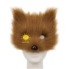 masque en peluche demi visage d'halloween, masque de renard artificiel, fournitures d'accessoires de cosplay d'horreur, masque de carnaval unisexe coloré pour cadeaux