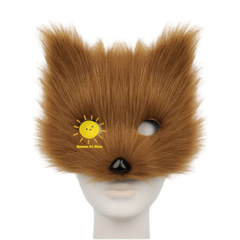 masque en peluche demi visage d'halloween, masque de renard artificiel, fournitures d'accessoires de cosplay d'horreur, masque de carnaval unisexe coloré pour cadeaux masque en peluche demi visage d'halloween, masque de renard artificiel, fournitures d'accessoires de cosplay d'horreur, masque de carnaval unisexe coloré pour cadeaux