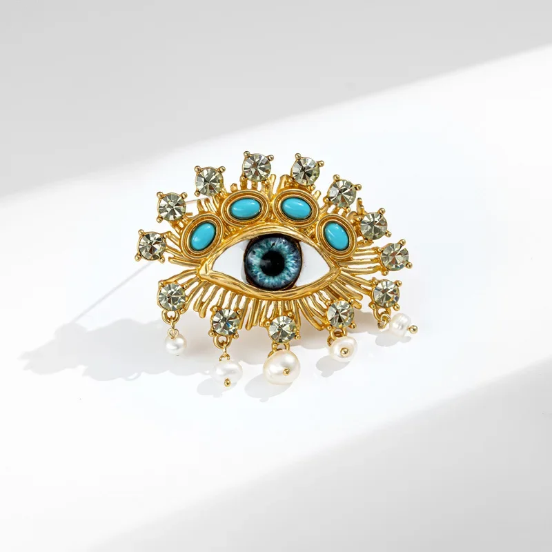 broche de perles en forme d'oeil drôle médiéval, manteau de luxe, accessoires hauts pour hommes et femmes, corsage créatif, broche à pampilles pour banquet broche de perles en forme d'oeil drôle médiéval, manteau de luxe, accessoires hauts pour hommes et femmes, corsage créatif, broche à pampilles pour banquet