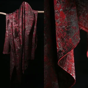 Tissu Jacquard Double face rouge avec broderie, nouveau gilet Hanfu de Style chinois, chemisier, vêtements de bricolage, matériel Textile pour créateurs
