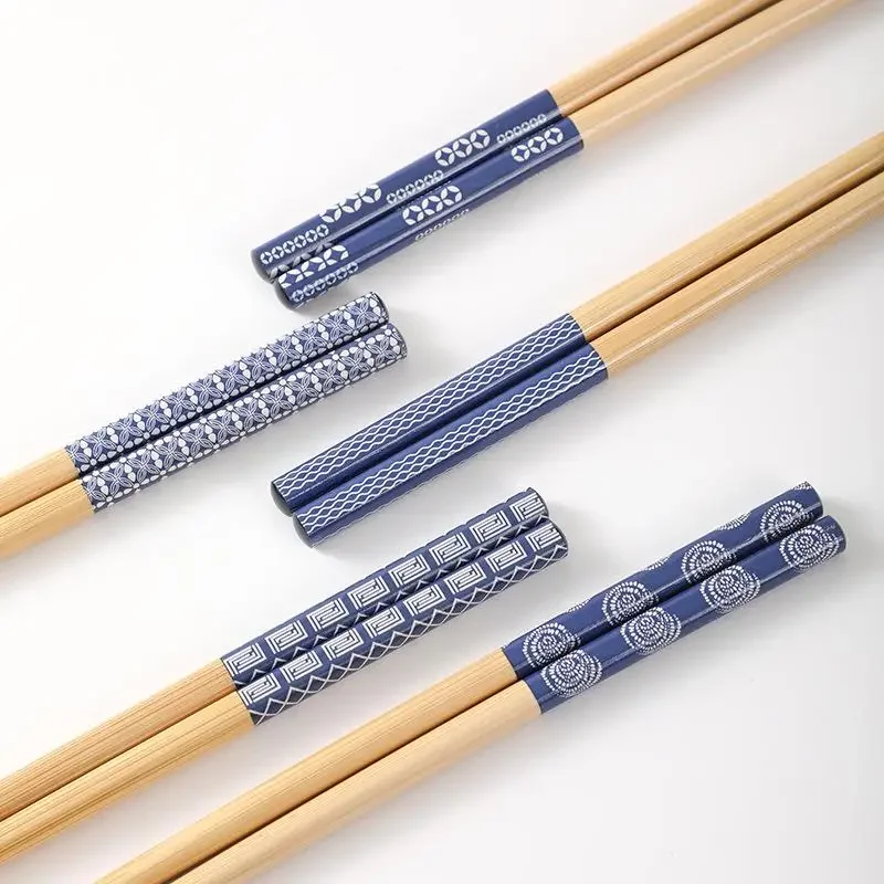 baguettes japonaises réutilisables en bois de bambou naturel, 5 paires, faites à la main, multicolores, sushi chat fleur, design, vaisselle écologique baguettes japonaises réutilisables en bois de bambou naturel, 5 paires, faites à la main, multicolores, sushi chat fleur, design, vaisselle écologique