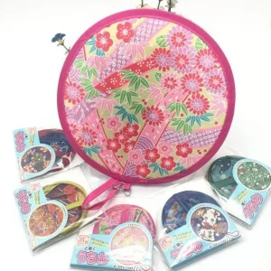 Décoratif de Style japonais pour pelouse de plage avec ventilateurs pliants ronds en Nylon de poche ventilateur à main de disque volant extérieur