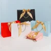 Sacs en papier cadeaux avec poignées, sac à main pour cadeaux de fête, ruban à nœud, emballage de bijoux, anniversaire, mariage, remise de diplôme, emballage cadeau
