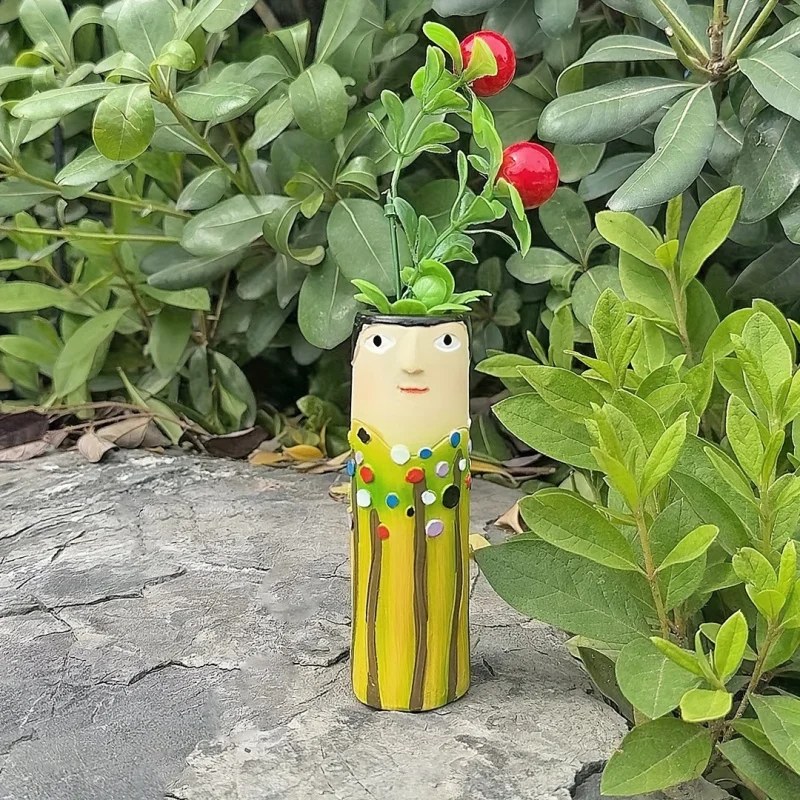 vase artistique en résine avec visage bohème fabriqué à la main ornement d'accent de décoration pour la maison vase artistique en résine avec visage bohème fabriqué à la main ornement d'accent de décoration pour la maison
