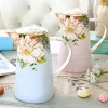 théière européenne en porcelaine osseuse, ensemble de tasses à thé anglais de l'après midi, cafetière en porcelaine de haute qualité, bouilloire résistante à la chaleur, 1000ml