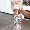 Emmaillotage de chat anti-morsure et anti-évasion pour animaux de compagnie, retenue ronde, auto-adhérent, burrito, toilettage, médical, coupe-ongles