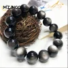 bracelet en obsidienne en argent naturel, modèles pour hommes et femmes, double yeux de chat, argent, obsidienne, or, amulette porte bonheur, ficelle à main