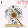 1pc moulin à vent ventilateur femme cadeau ventilateur japonais rond ventilateur portable pliant dame ventilateur pliant