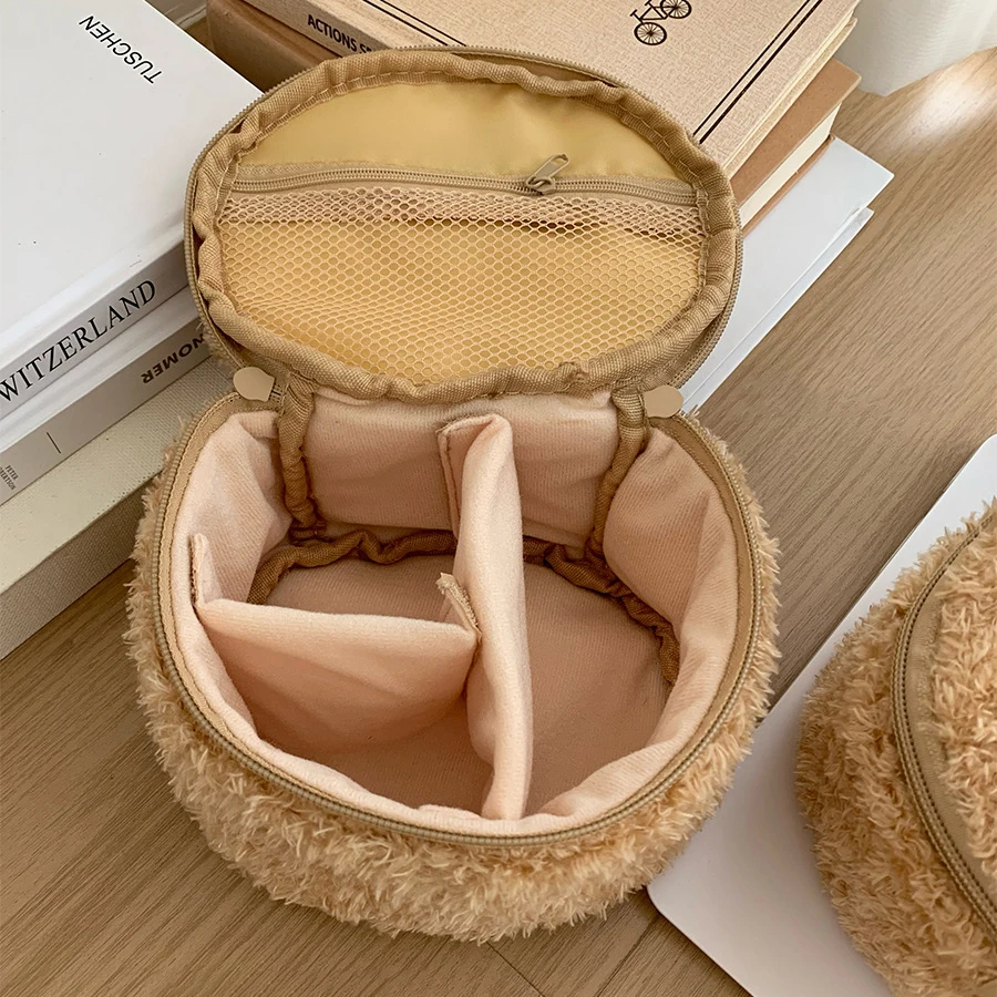 Étui de maquillage en peluche, sac à cosmétiques ours décontracté, pochette de rangement de bijoux pour femmes, organisateur de sacs à main pour filles, cadeau, offres spéciales Étui de maquillage en peluche, sac à cosmétiques ours décontracté, pochette de rangement de bijoux pour femmes, organisateur de sacs à main pour filles, cadeau, offres spéciales