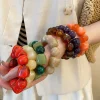 bracelet coréen en perles acryliques, carré irrégulier, rond, géométrique, pour femmes européennes et américaines, accessoires à main