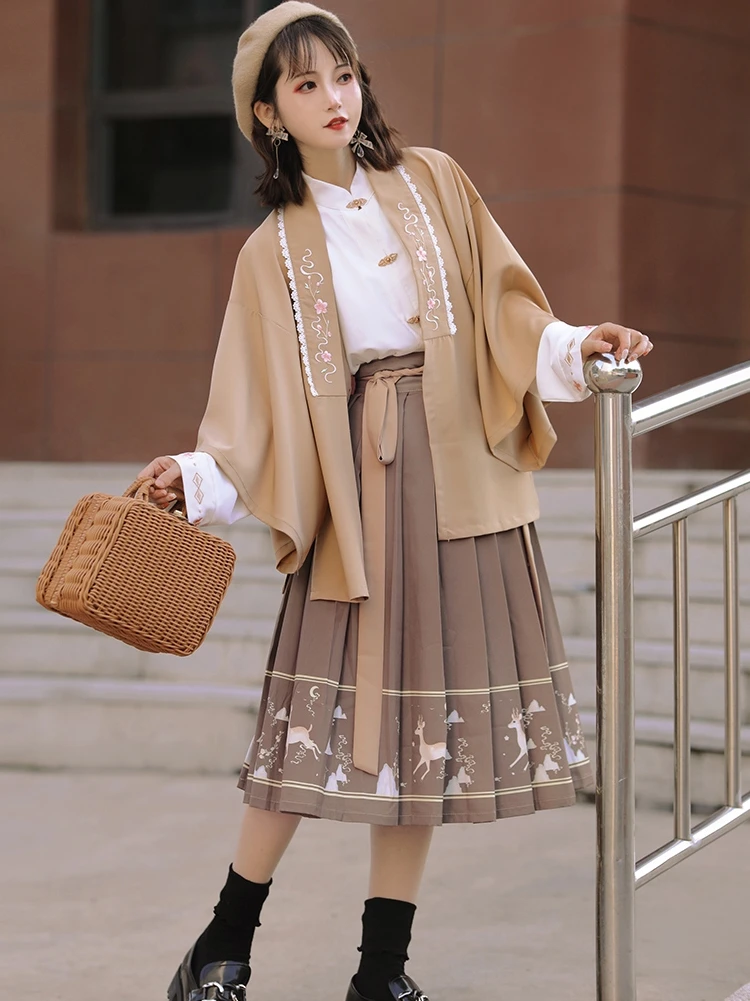 ensemble hanfu trois pièces brodé – hanfu modifié original avec éléments han féminins, style de la dynastie ming, usage quotidien polyvalent ensemble hanfu trois pièces brodé – hanfu modifié original avec éléments han féminins, style de la dynastie ming, usage quotidien polyvalent