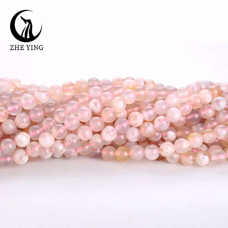 perles d'agate de fleur sakura naturelles bon marché, rondes et lisses, pour la fabrication de bracelets, accessoires de bijouterie à faire soi même, 6, 8, 10mm perles d'agate de fleur sakura naturelles bon marché, rondes et lisses, pour la fabrication de bracelets, accessoires de bijouterie à faire soi même, 6, 8, 10mm