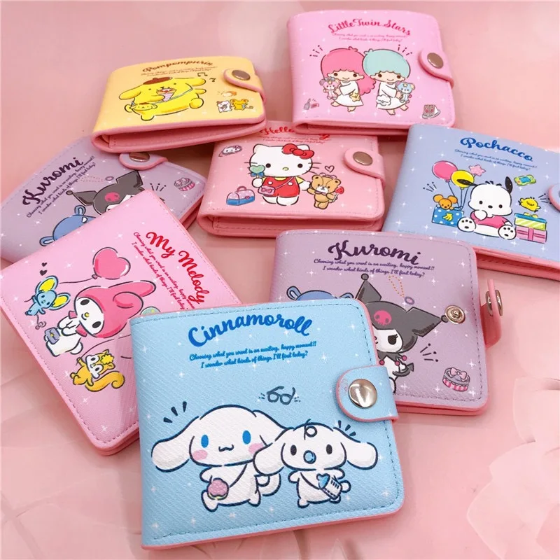 sanrio hello kitty cannelle ma mélodie kuromi nouveau pu sac d'argent décontracté porte monnaie paquet de cartes portefeuille avec boutons sanrio hello kitty cannelle ma mélodie kuromi nouveau pu sac d'argent décontracté porte monnaie paquet de cartes portefeuille avec boutons 