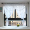 Rideau en filet de style cantonnière à double arqué avec dentelle, rideaux de fenêtre blancs transparents, salon, balcon, cuisine, 1 pièce