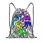 Haring Figures Dancers Proximity Wstring Sac à dos pour femme, sac de sport pliable, sac à provisions abstrait géométrique, rap et graffiti