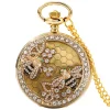 montre de poche quartz crystal diamond, collier charmant, bijoux de luxe, pendentif en or, équation de fleurs