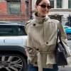 trench court kaki pour femmes, épaulettes, col montant, cordon de serrage à la taille, veste ceinturée, tendance, vêtements d'extérieur pratiques, 2025
