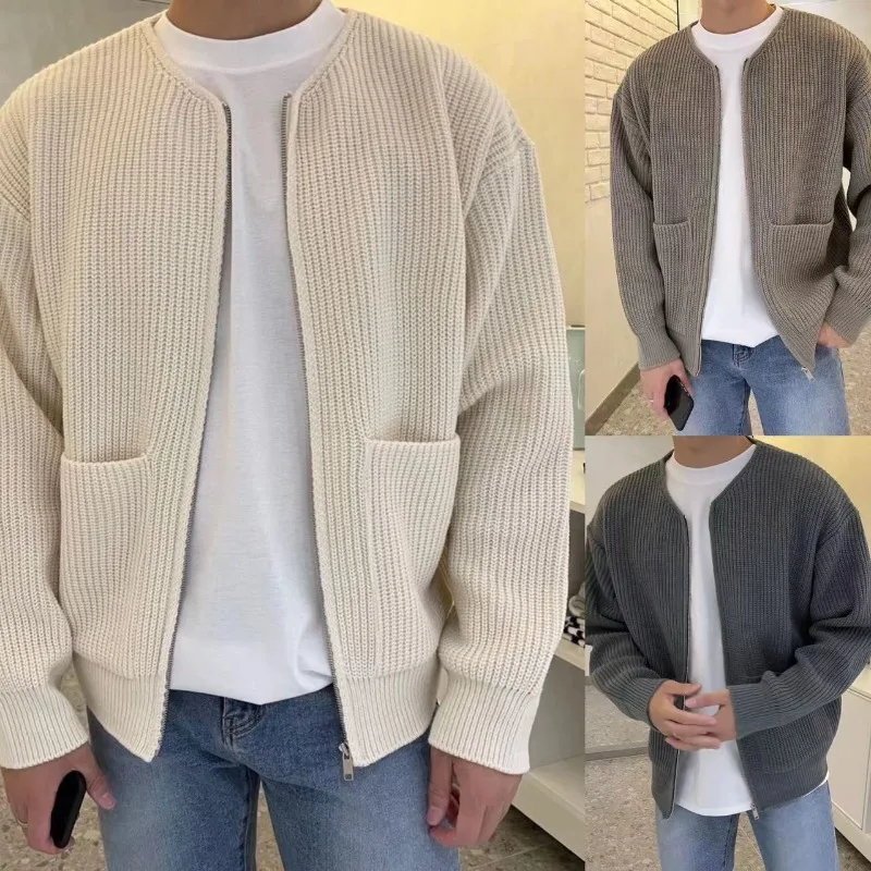 cardigan à manches longues avec fermeture éclair pour hommes, haut pull, tricots, veste, vêtements d'extérieur, automne, hiver, tout manteau, vêtements y2k, ins cardigan à manches longues avec fermeture éclair pour hommes, haut pull, tricots, veste, vêtements d'extérieur, automne, hiver, tout manteau, vêtements y2k, ins