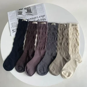 JK Lolita Kawaii Chaussettes sulfpour Femmes, Chaussettes Hautes, Monochromatique, Noir, Blanc, Gris, Mode Japonaise, Bol, Mignon, Automne, Hiver