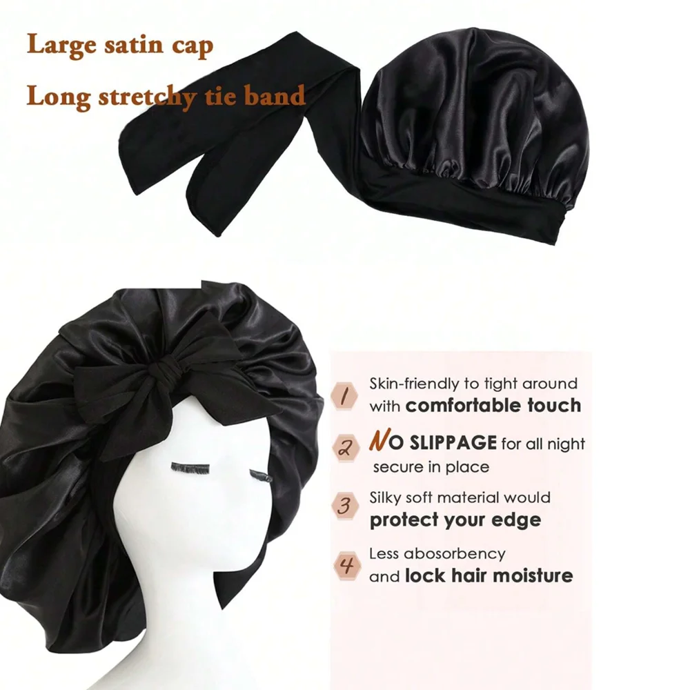 injbonnet réglable en satin pour hommes et femmes, bonnet pour dormir, cheveux, bande lourde injbonnet réglable en satin pour hommes et femmes, bonnet pour dormir, cheveux, bande lourde