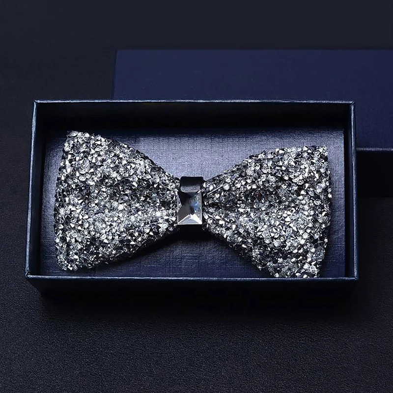 cravates à nœud en strass pour hommes, exquises, à paillettes pré attachées, élégantes, pour bal de mariage, accessoires de smoking, cadeaux cravates à nœud en strass pour hommes, exquises, à paillettes pré attachées, élégantes, pour bal de mariage, accessoires de smoking, cadeaux