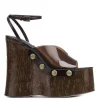 sandales d'été à talons compensés pour femmes, semelles épaisses, avec rivets en grain de bois, plateforme imperméable, talons hauts épais et sandales