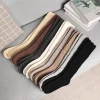 femmes chaussettes longues cachemire femmes botte solide laine cuisse bas maigre décontracté coton sur genou haut moelleux femme longue chaussette