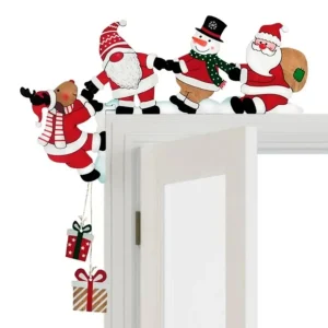 Décor d&rsquo;angle de porte du père noël, cadre de porte de dessin animé de noël, bonhomme de neige, renne, pendentif en bois, décor de maison de fête, nouvelle collection