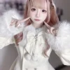 manteau lolita japonais en fausse fourrure pour femme, décontracté, manches longues, élégant, douce fille, harajuku y2k, vêtements d'automne et d'hiver