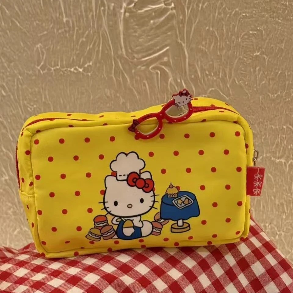 sac de maquillage en toile avec chat mignon, pochette à cosmétiques de grande capacité pour filles de style japonais sac de maquillage en toile avec chat mignon, pochette à cosmétiques de grande capacité pour filles de style japonais